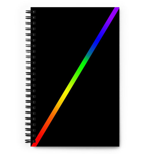 LGBTQ Pride Spiral Notebook in Rainbow Stripe Pride Black spiral-notebook-white-front-639a590b20195