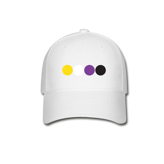 Nonbinary Enby Pride Fitted Baseball Cap Circles White Nonbinary spod-1061717981-1-1