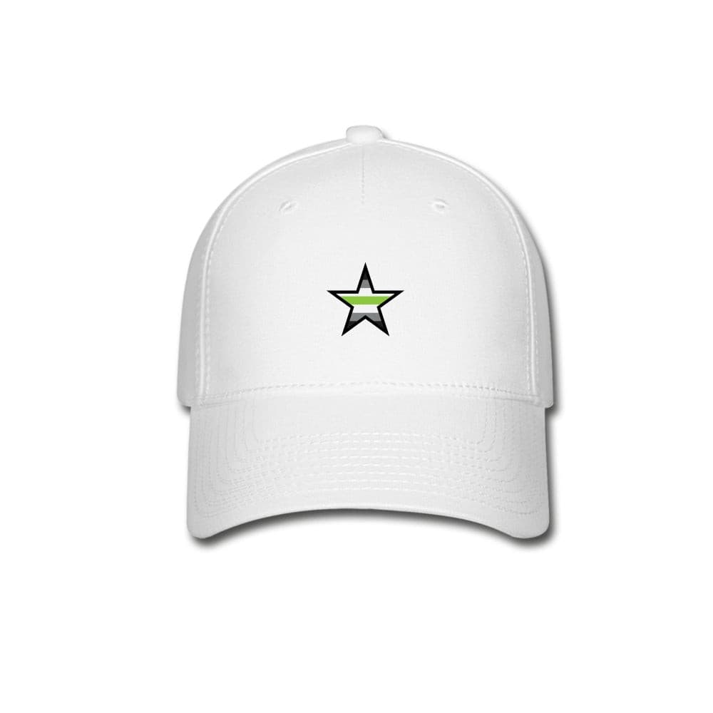 Agender Pride Star Fitted Baseball Cap White Agender spod-1061718162-1-1