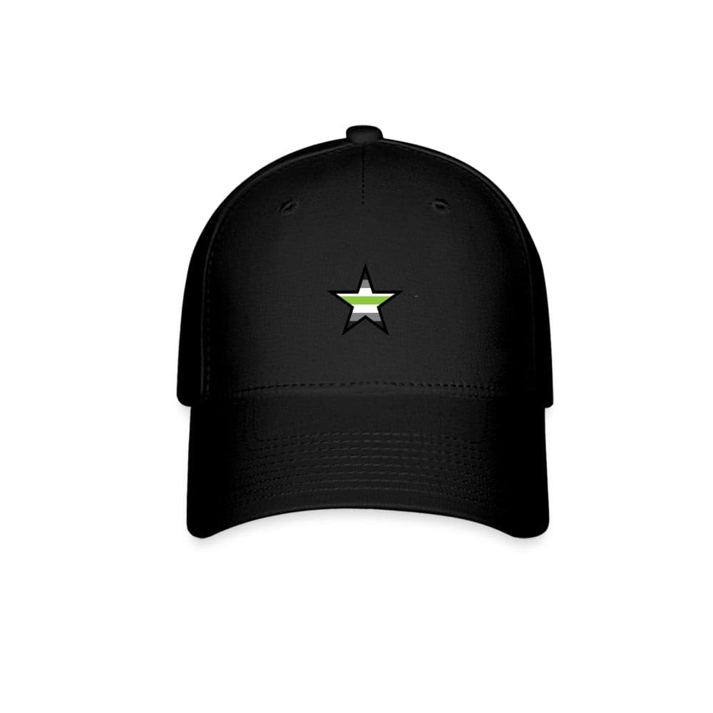 Agender Pride Star Fitted Baseball Cap Black Agender spod-1061718162-2-1