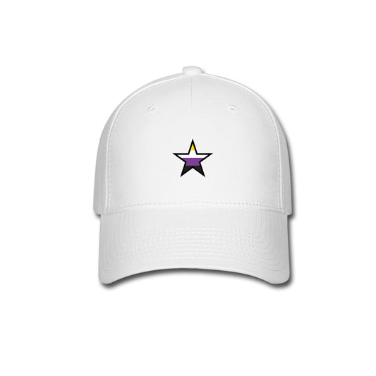 Nonbinary Enby Pride Fitted Baseball Cap - Star White Nonbinary spod-1061718169-1-1