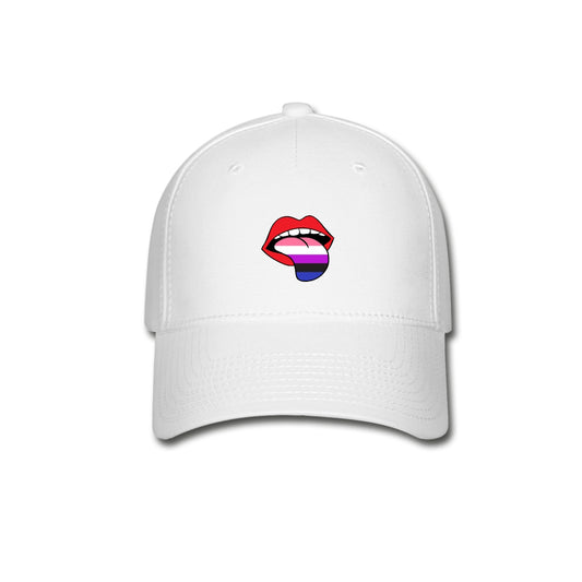 Genderfluid Pride Fitted Baseball Cap - Tongue White Genderfluid spod-1061718272-1-1