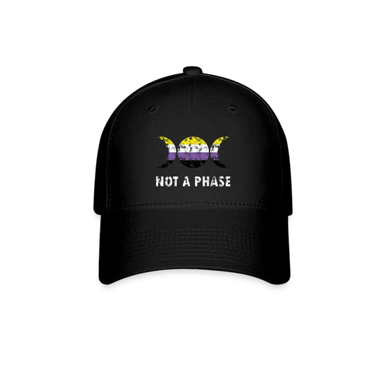 Nonbinary Enby Pride Fitted Baseball Cap - Not A Phase Black Nonbinary spod-1061720488-2-1