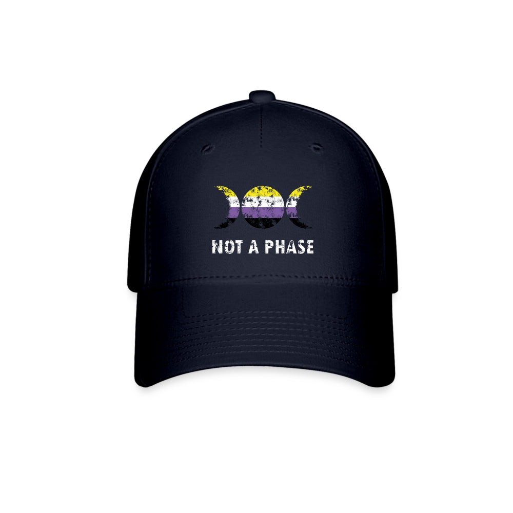 Nonbinary Enby Pride Fitted Baseball Cap - Not A Phase Navy Nonbinary spod-1061720488-4-1