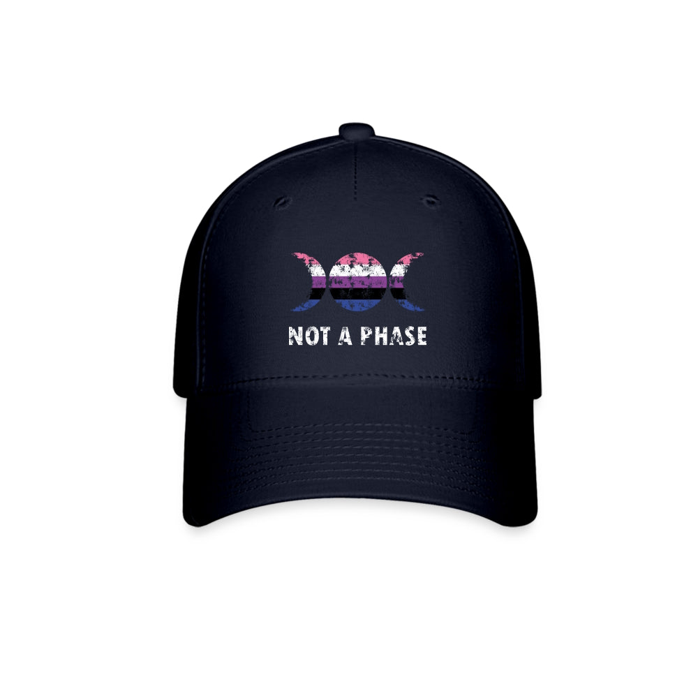 Genderfluid Pride Fitted Baseball Cap - Not A Phase Navy Genderfluid spod-1061720552-4-1