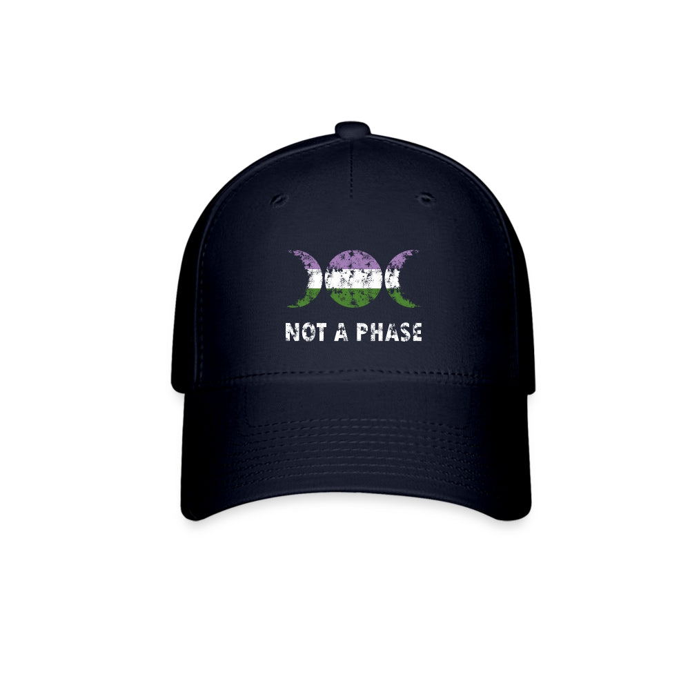 Genderqueer Pride Fitted Baseball Cap - Not A Phase Navy Genderqueer spod-1061720616-4-1