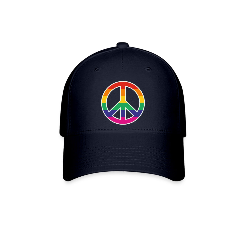 LGBTQ Pride Fitted Baseball Cap - Peace Sign Symbol Navy Pride spod-1061720809-4-1