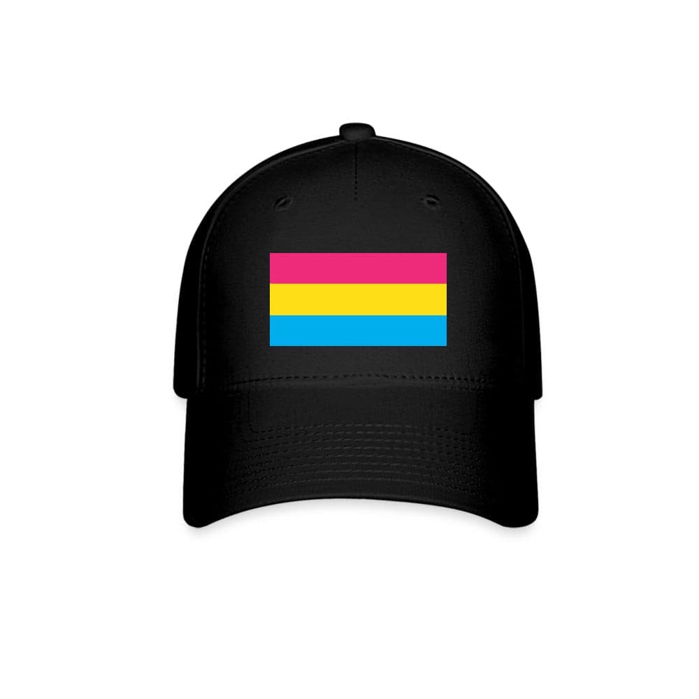 Pansexual Pan Pride Flag Fitted Baseball Cap Black Pansexual spod-1061727135-2-1