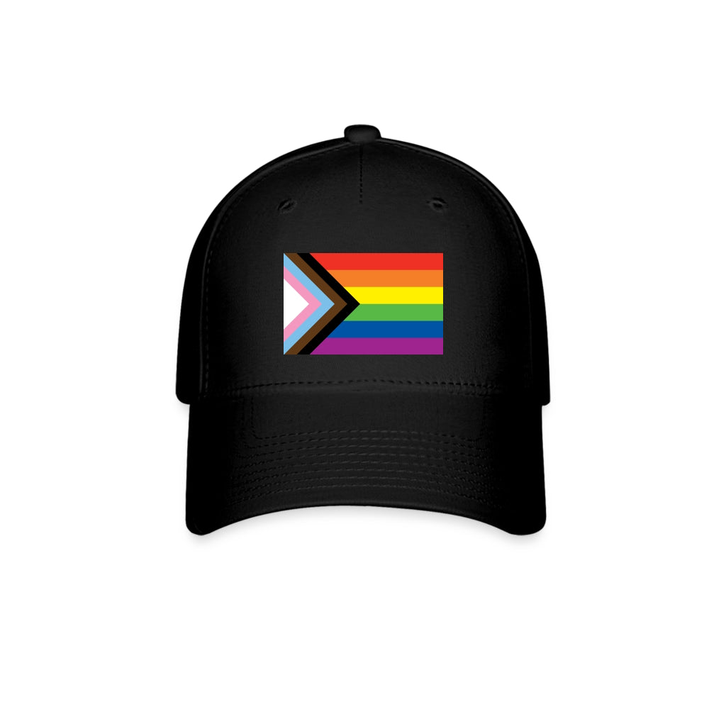 LGBTQ Pride Flag Fitted Baseball Cap - Progress Pride Daniel Quasar Black Pride spod-1061727144-2-1