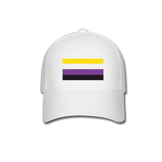 Nonbinary Enby Pride Flag Fitted Baseball Cap White Nonbinary spod-1061727156-1-1