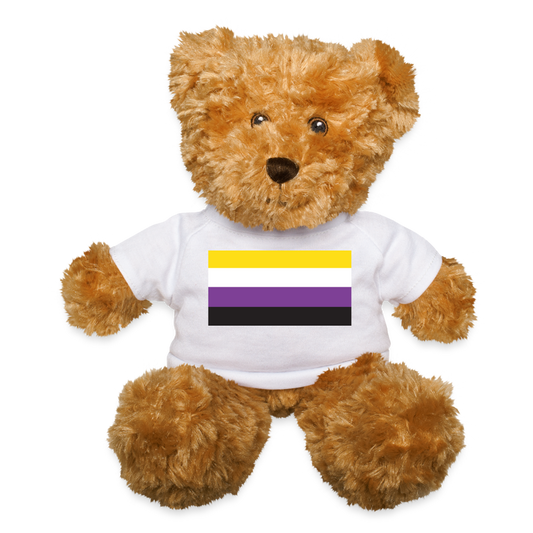 Nonbinary Enby Pride Flag Plush Teddy Bear Stuffed Animal White Nonbinary spod-1062074558-1-1