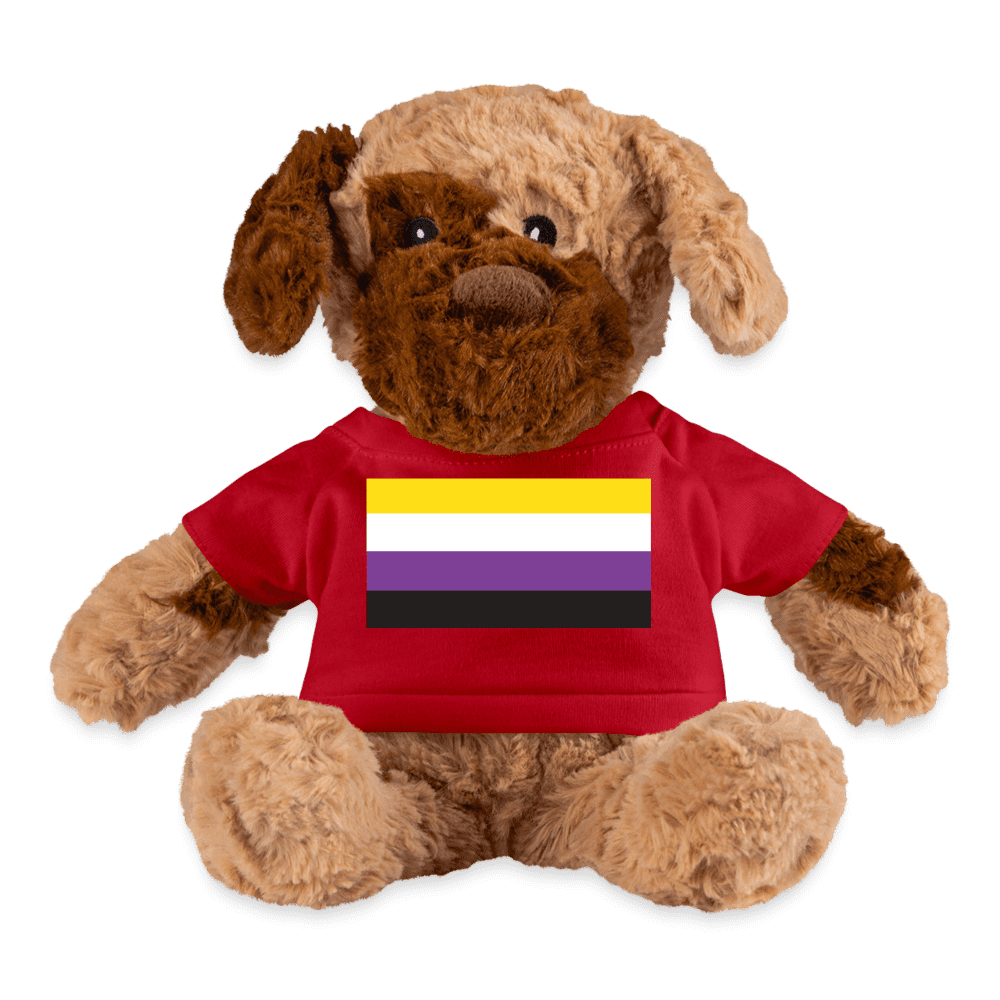 Nonbinary Enby Pride Flag Plush Dog Stuffed Animal Red Nonbinary spod-1062074602-196-1