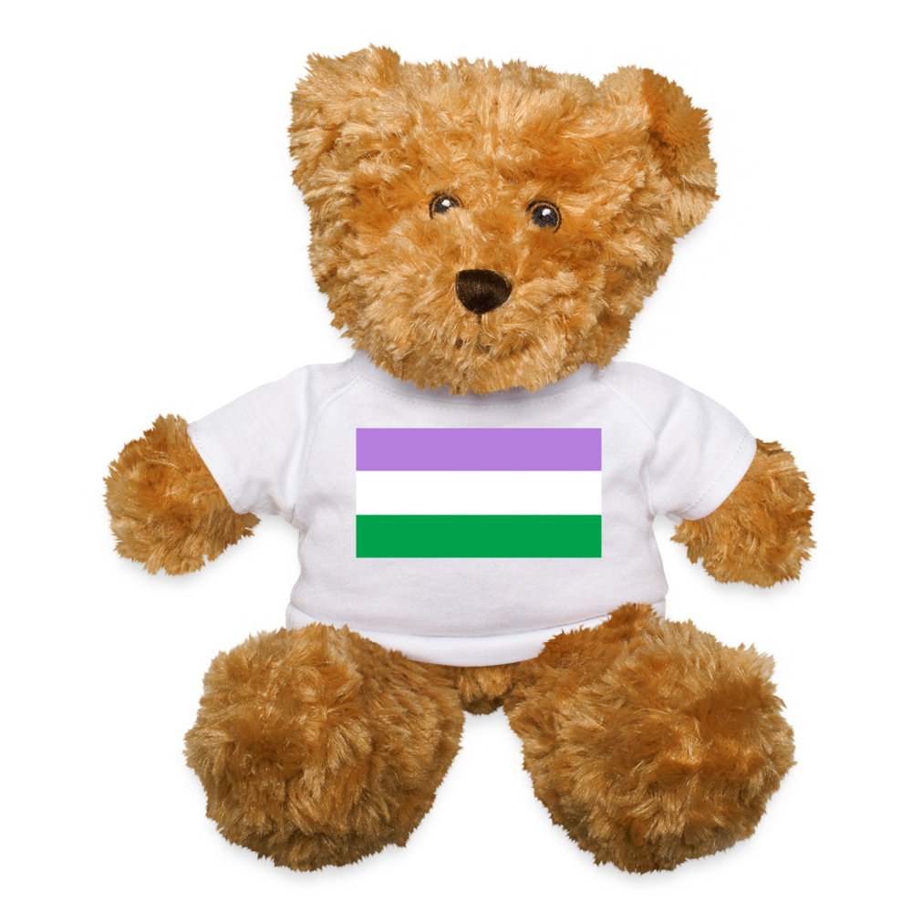 Genderqueer Pride Flag Plush Teddy Bear White Genderqueer spod-1062074686-1-1