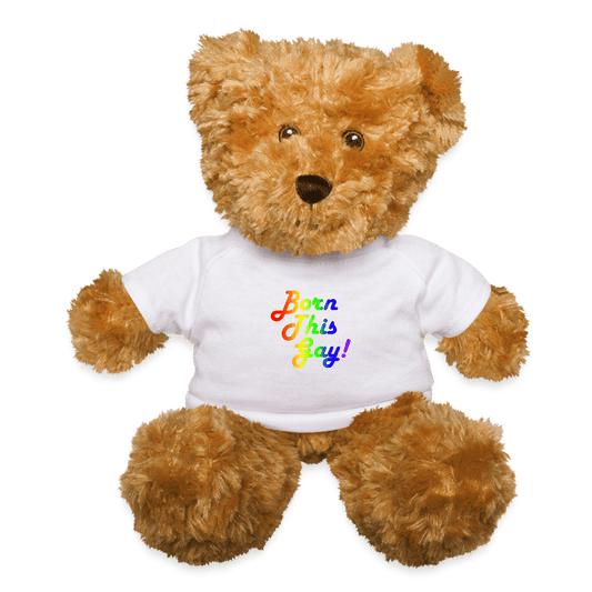 LGBTQ Pride Plush Stuffed Animal Teddy Bear - Born This Gay White spod-1062074787-1-1