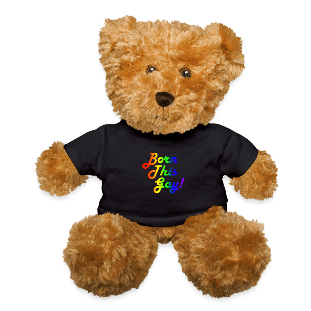 LGBTQ Pride Plush Stuffed Animal Teddy Bear - Born This Gay Black spod-1062074787-2-1