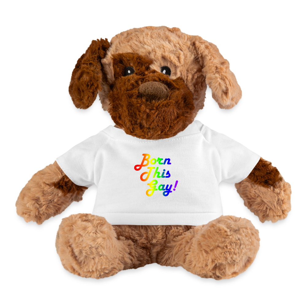 LGBTQ Pride Plush Dog Stuffed Animal - Born This Gay White spod-1062074831-1-1