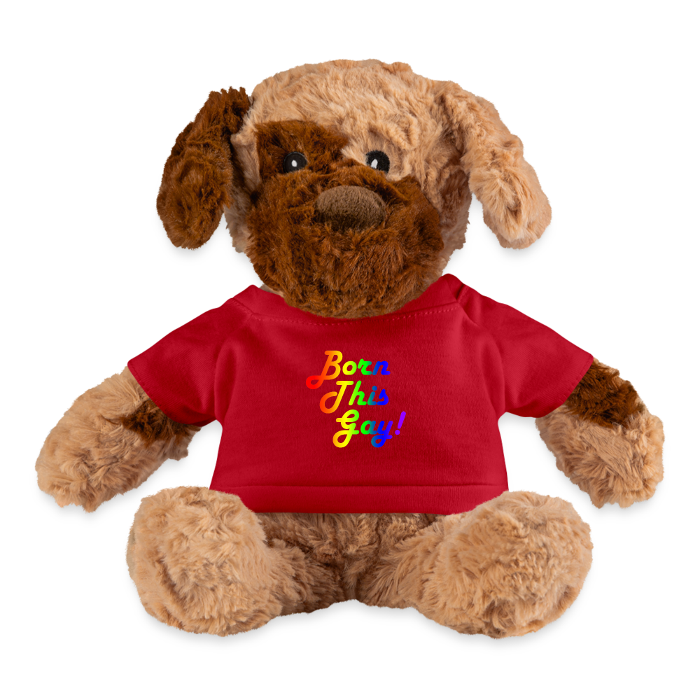 LGBTQ Pride Plush Dog Stuffed Animal - Born This Gay Red spod-1062074831-196-1