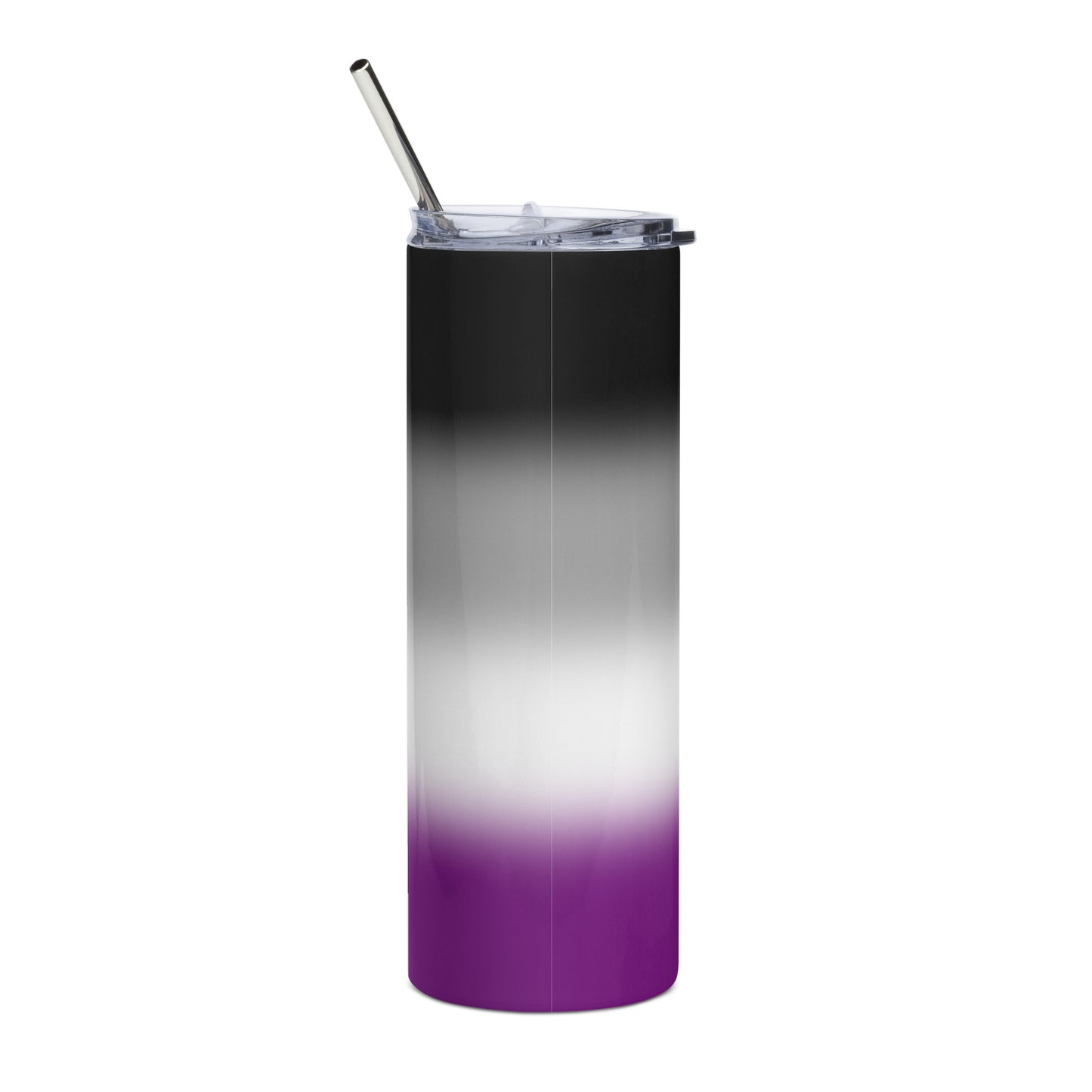 Asexual Ace Pride Stainless Steel Tumbler 20oz in Ombre stainless-steel-tumbler-white-back-638d6815992a4