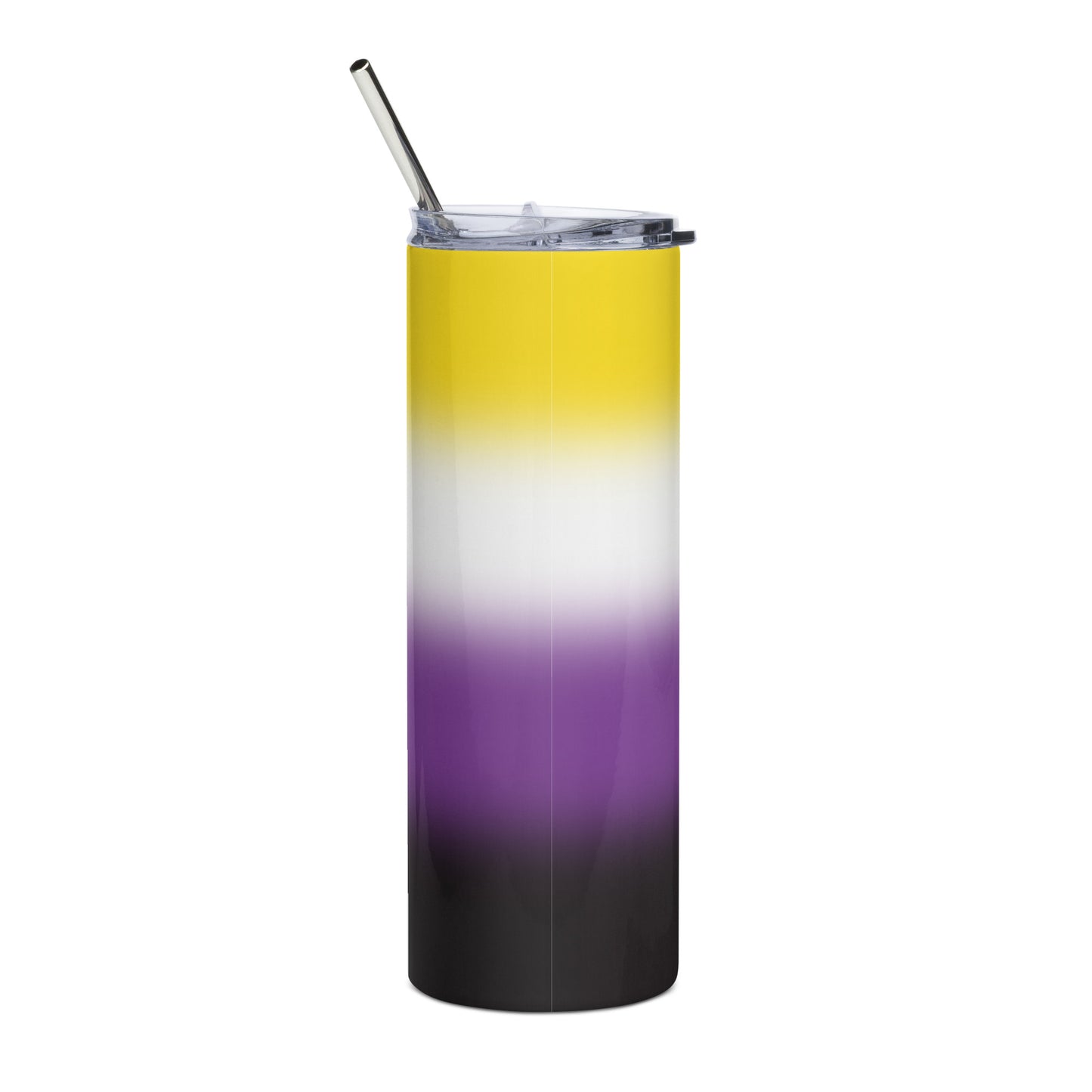 Nonbinary Enby Pride Stainless Steel Tumbler 20oz - Ombre stainless-steel-tumbler-white-back-638d68ee6d25a