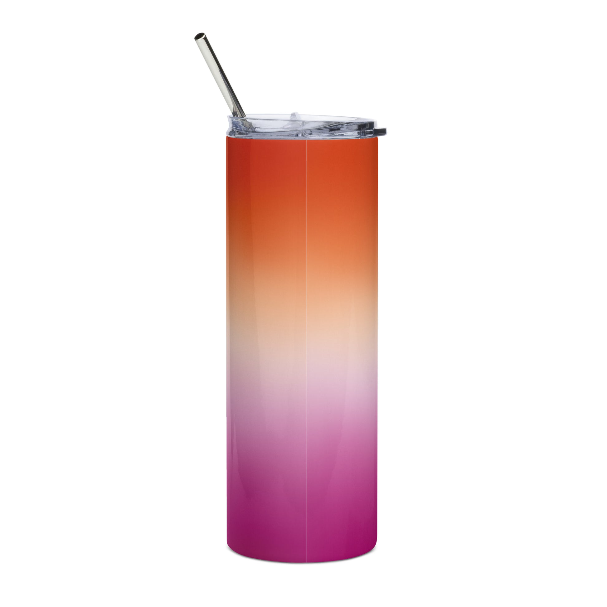 Lesbian Pride Stainless Steel Tumbler 20oz - Ombre stainless-steel-tumbler-white-back-638ec53b86821