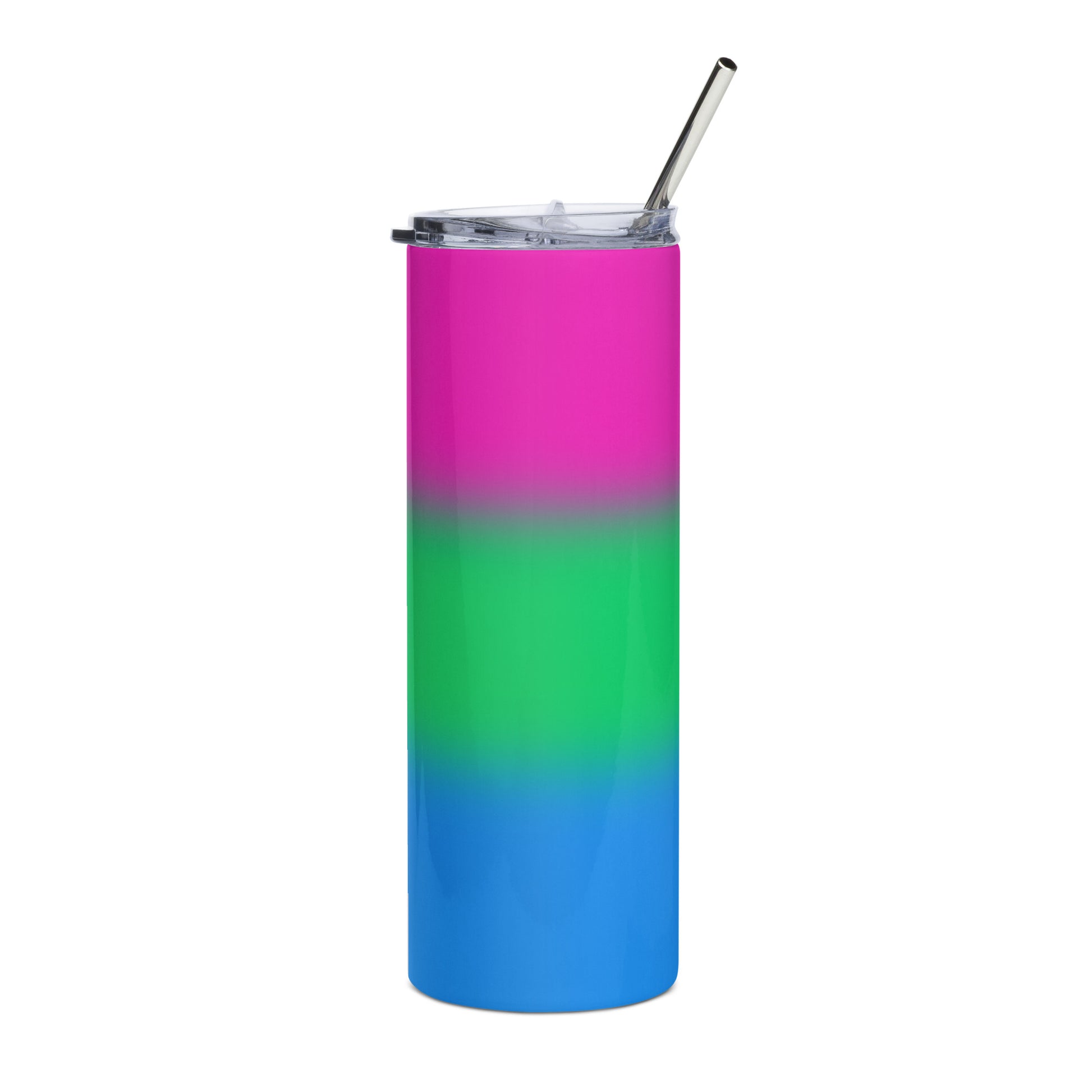 Polysexual Poly Pride Stainless Steel Tumbler 20oz - Ombre Polysexual 20 oz stainless-steel-tumbler-white-front-638d67363987d