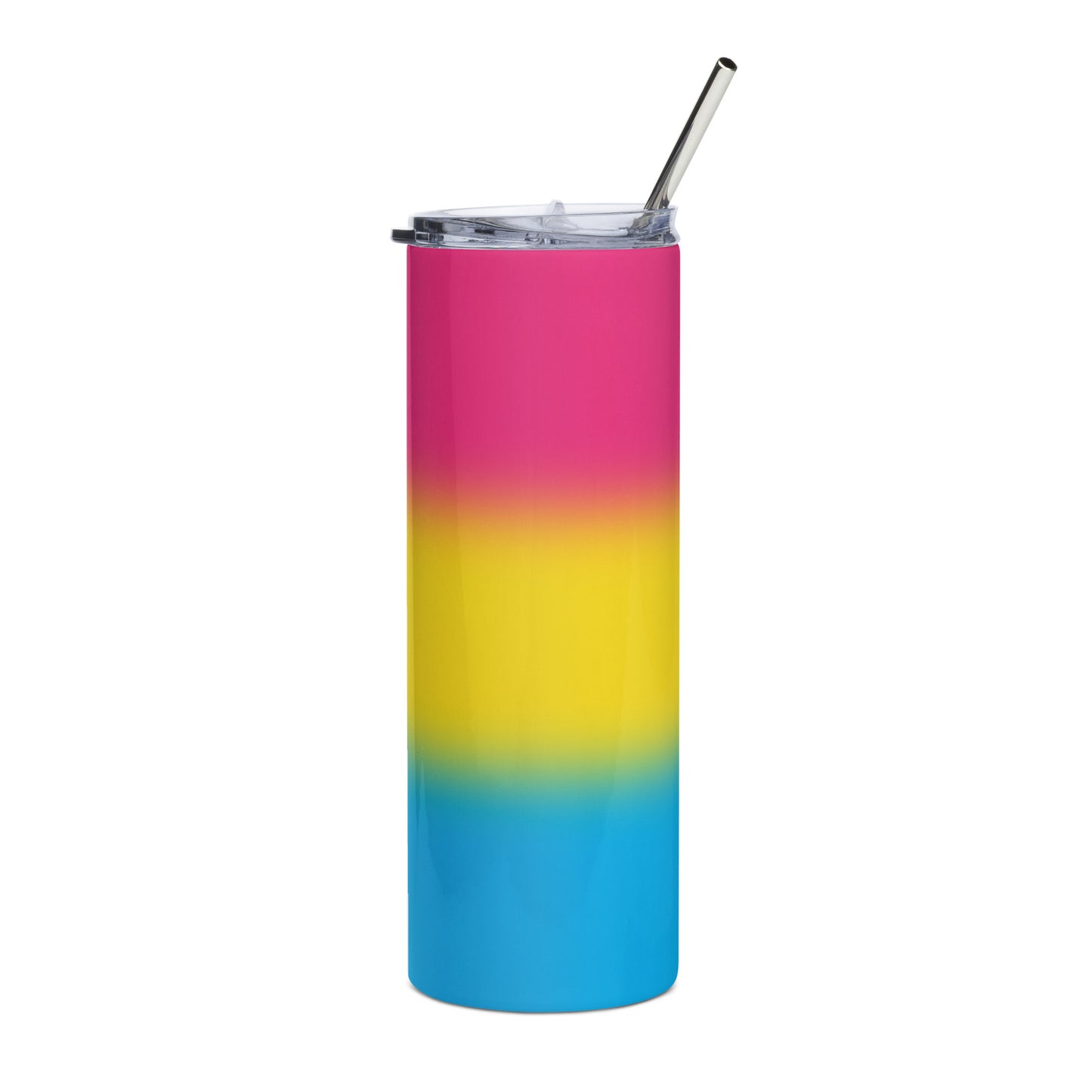 Pansexual Pan Pride Stainless Steel Tumbler 20oz - Ombre Pansexual 20 oz stainless-steel-tumbler-white-front-638d6793e1f90