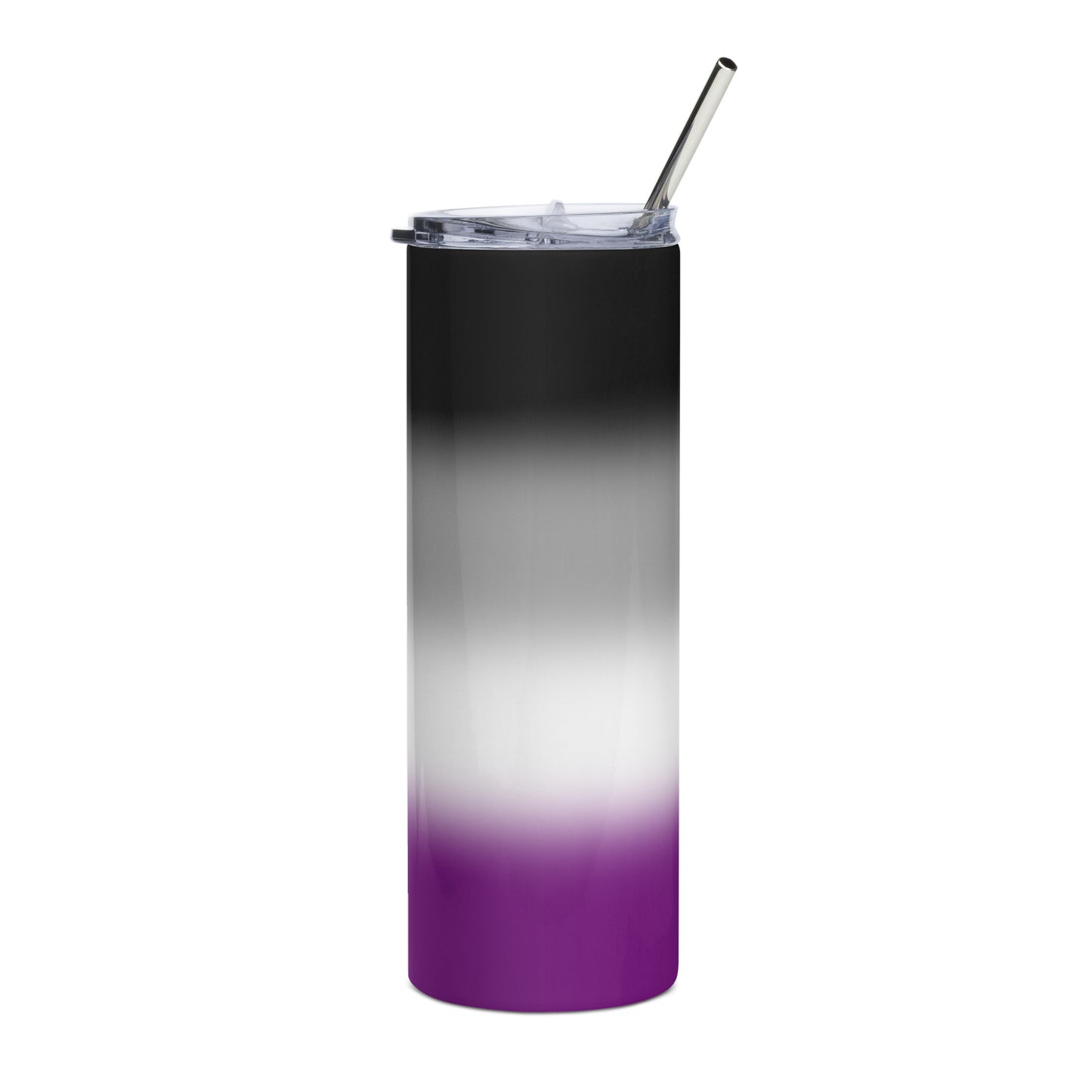 Asexual Ace Pride Stainless Steel Tumbler 20oz in Ombre Asexual stainless-steel-tumbler-white-front-638d681597c4d