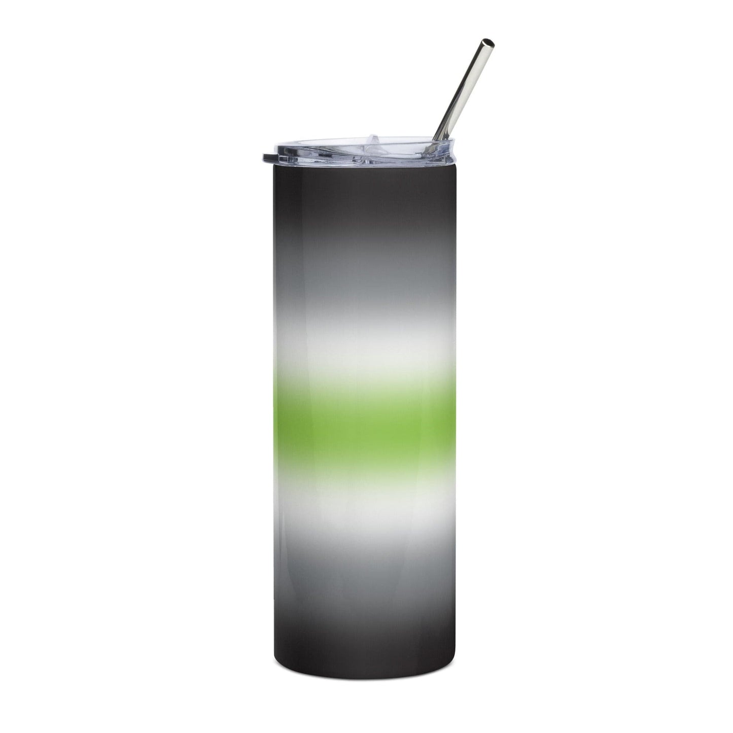 Agender Pride Stainless Steel Tumbler in Ombre 20oz Agender stainless-steel-tumbler-white-front-638d684e86710