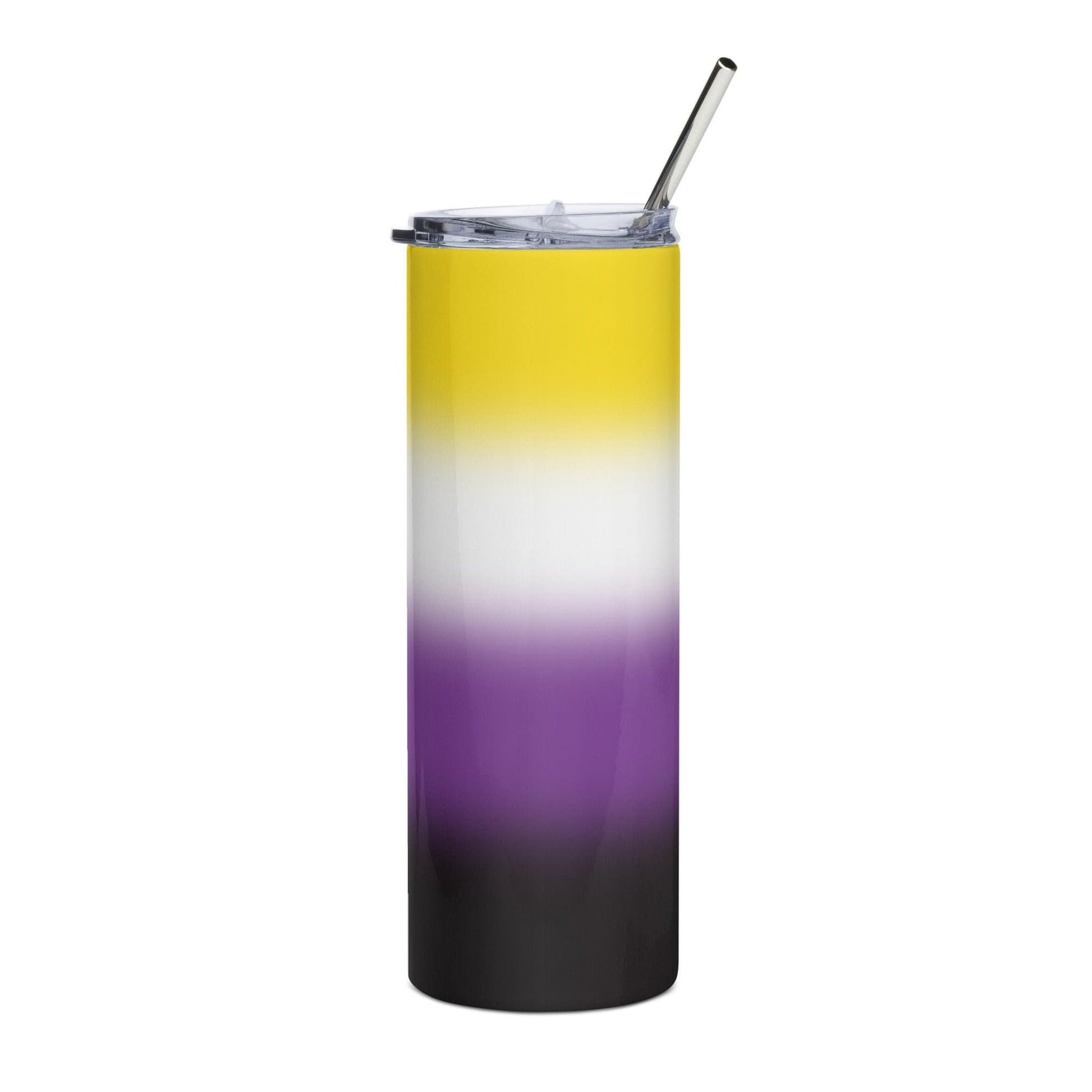 Nonbinary Enby Pride Stainless Steel Tumbler 20oz - Ombre Nonbinary stainless-steel-tumbler-white-front-638d68ee6bca1