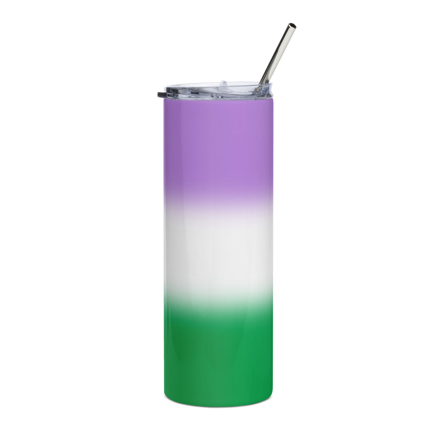 Genderqueer Pride Stainless Steel Tumbler 20oz - Ombre Genderqueer stainless-steel-tumbler-white-front-638d6a6ddbdb3