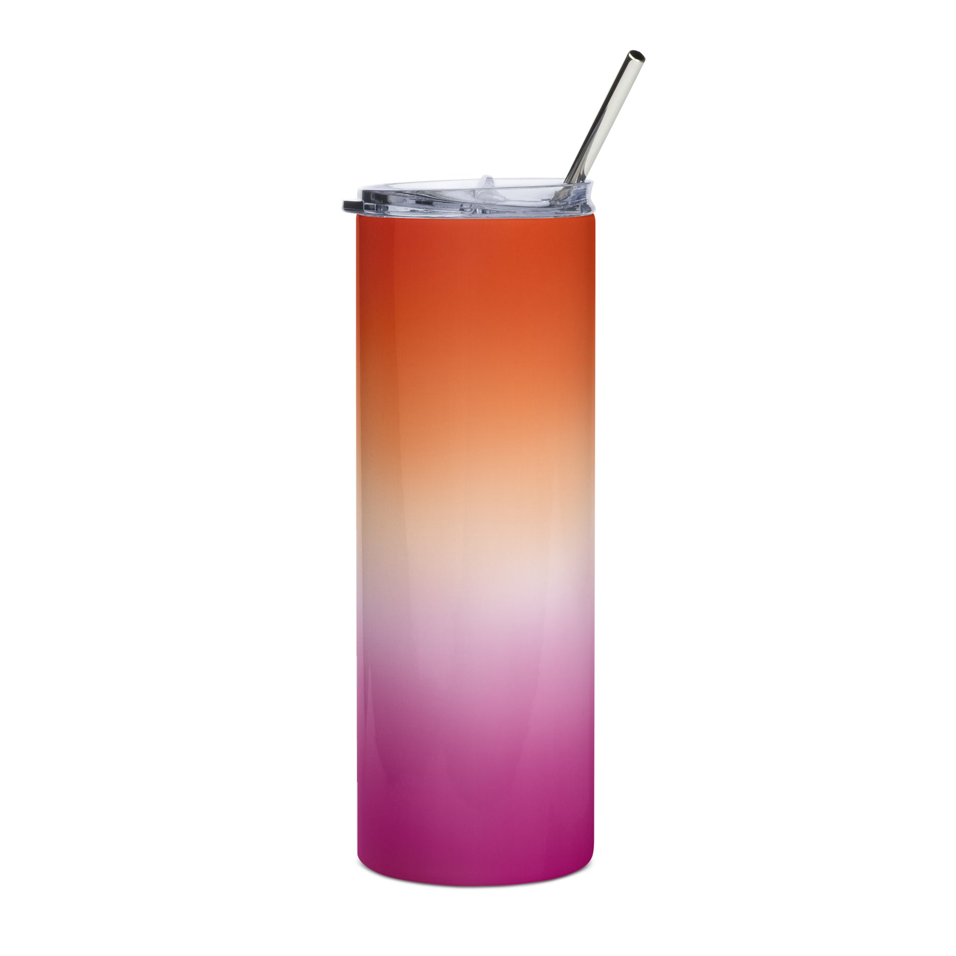 Lesbian Pride Stainless Steel Tumbler 20oz - Ombre Lesbian stainless-steel-tumbler-white-front-638ec53b7e3d1