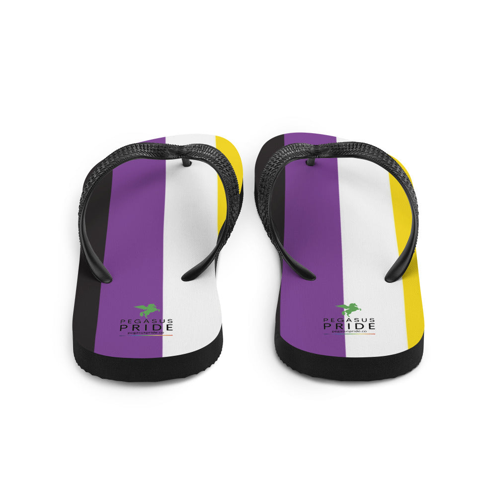 Nonbinary Enby Pride Flag Flip-Flops Sandals sublimation-flip-flops-white-back-640942858aea8