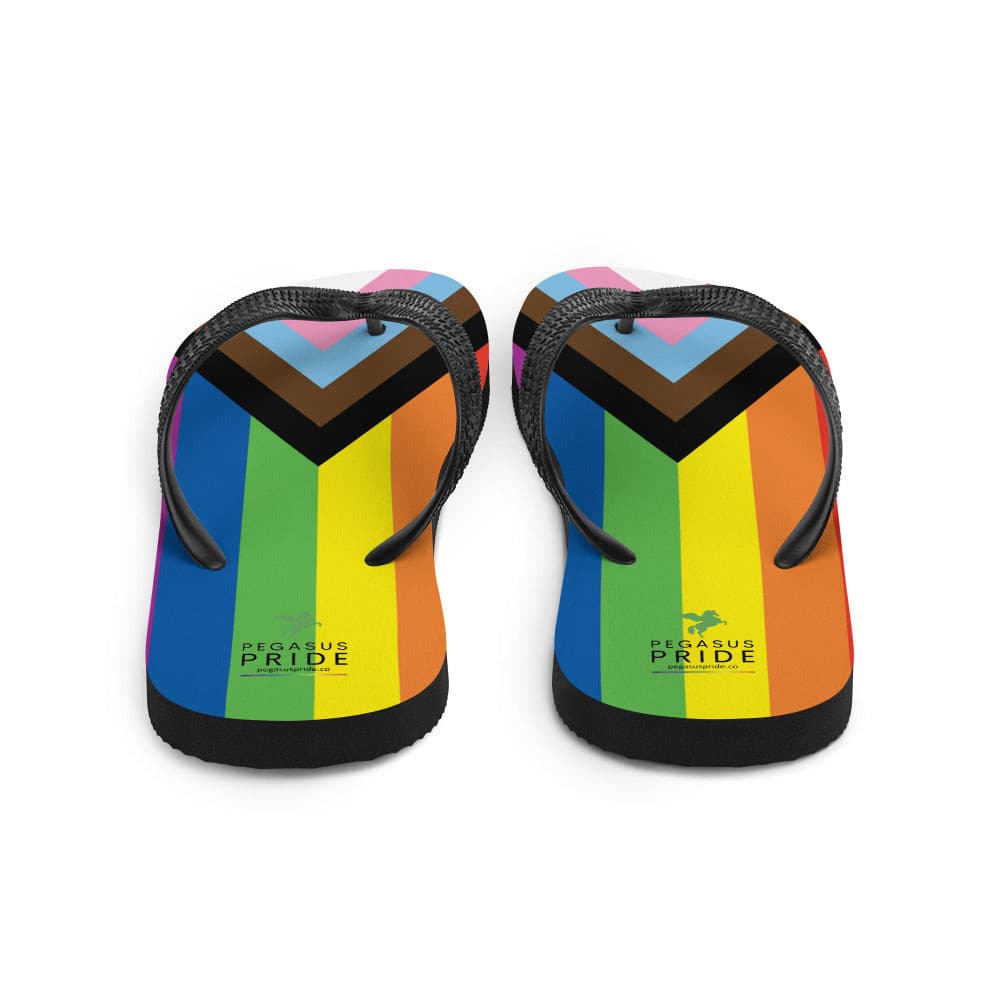 LGBTQ Pride Flag Flip-Flops Sandals - Progress Daniel Quasar sublimation-flip-flops-white-back-6409435218329