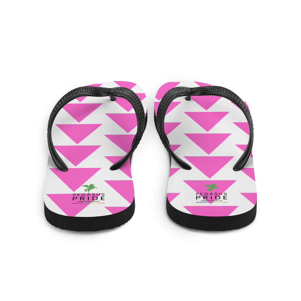 LGBTQ Pride Flip-Flops Sandals - Pink Triangle sublimation-flip-flops-white-back-6409448b4214b