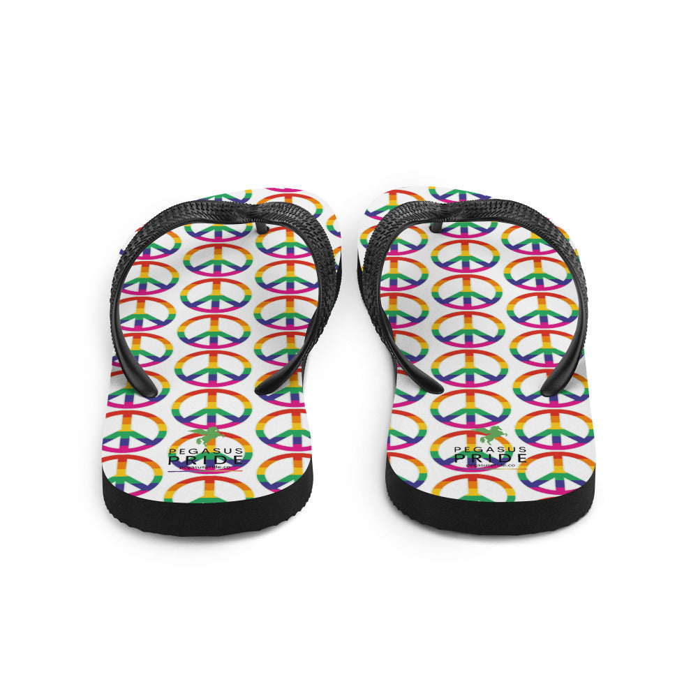 LGBTQ Pride Flip-Flops Sandals - Peace Sign Symbol sublimation-flip-flops-white-back-640944ed24c30