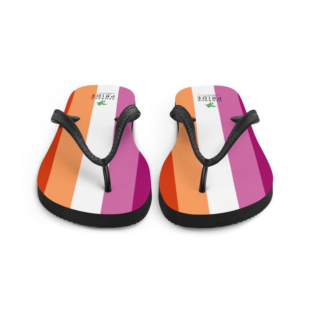 Lesbian Pride Flag Flip-Flops Sandals sublimation-flip-flops-white-front-64094227ac920