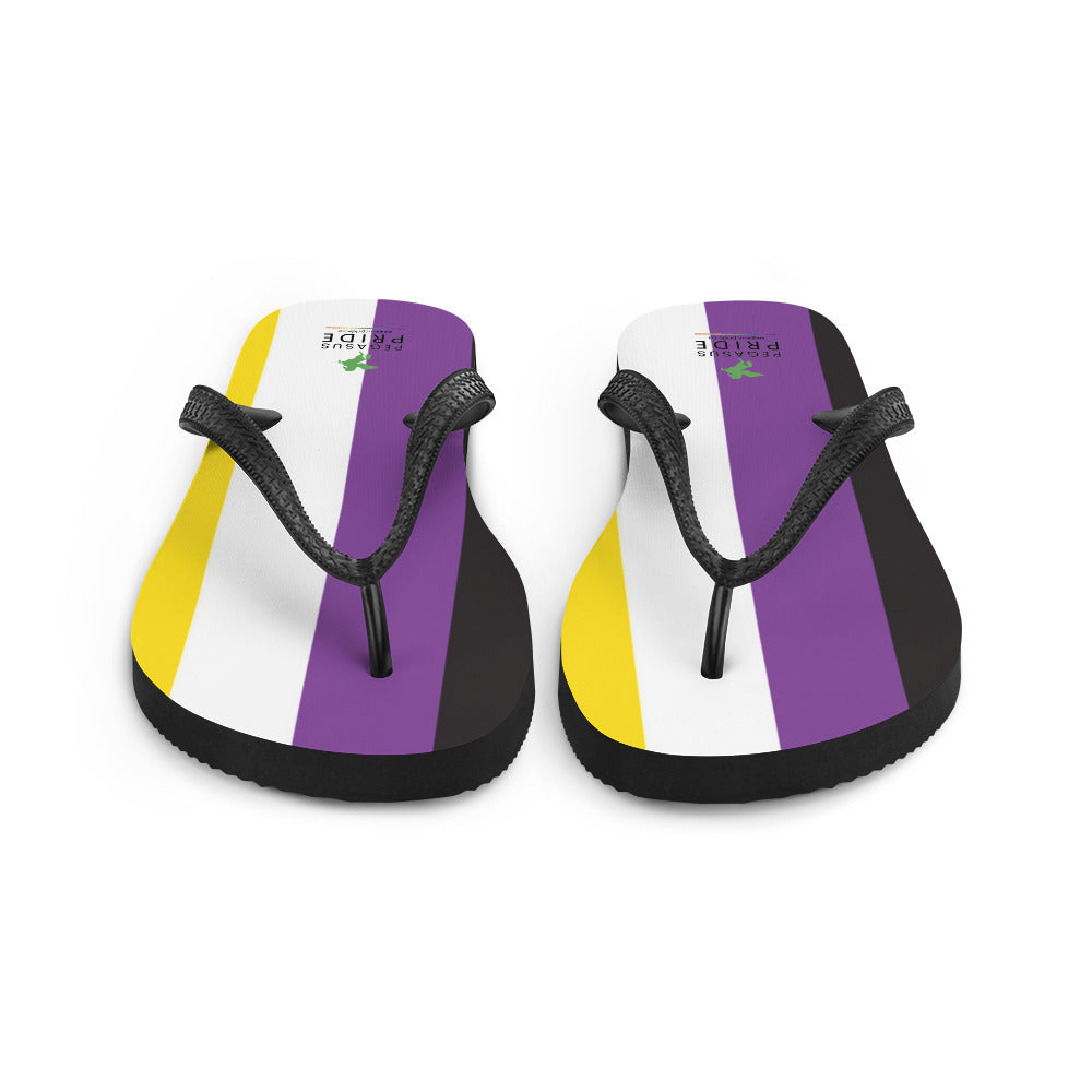 Nonbinary Enby Pride Flag Flip-Flops Sandals sublimation-flip-flops-white-front-640942858af0a