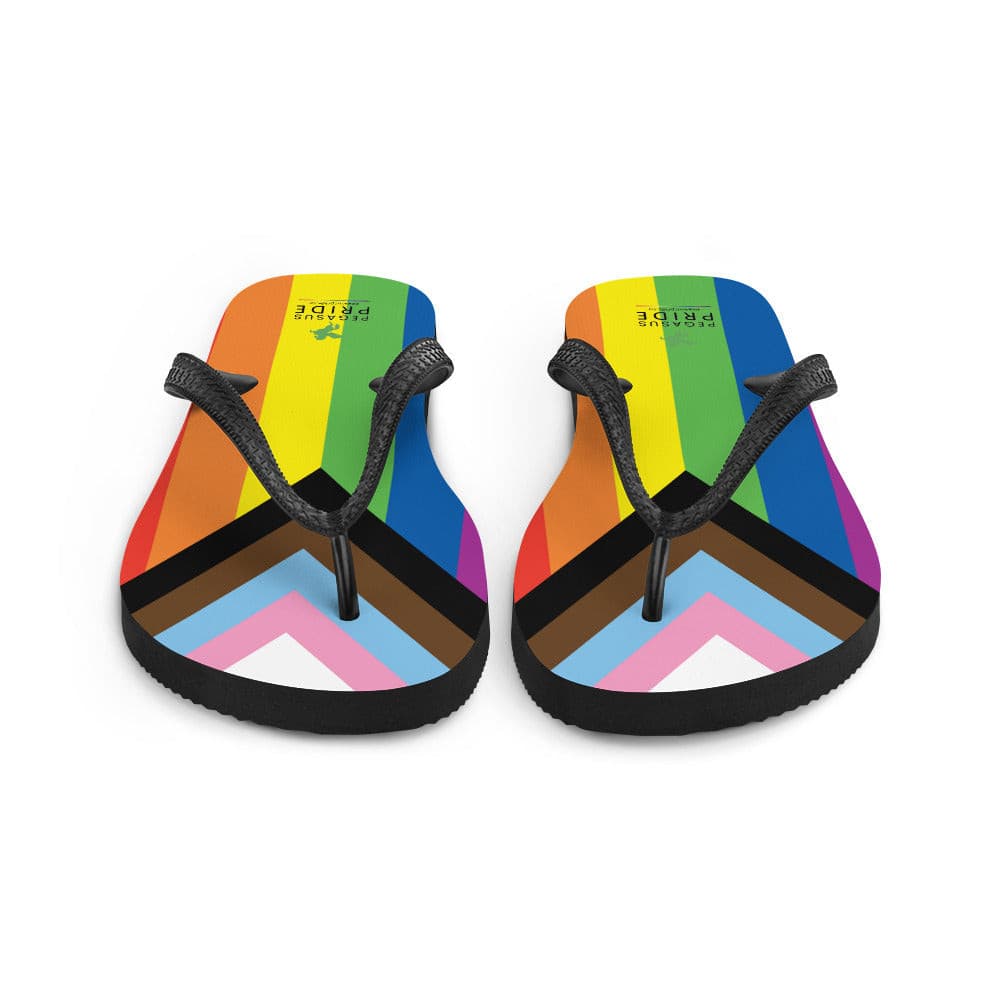 LGBTQ Pride Flag Flip-Flops Sandals - Progress Daniel Quasar sublimation-flip-flops-white-front-6409435218382