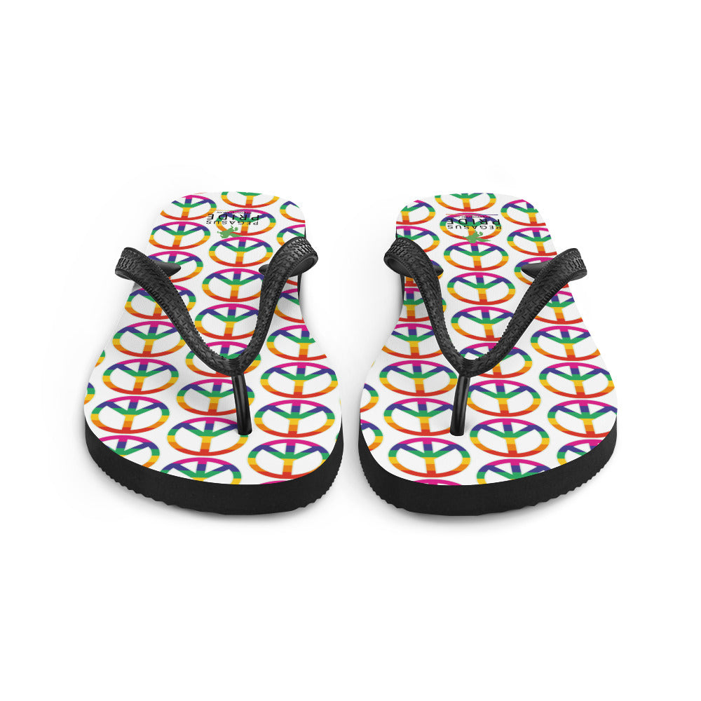 LGBTQ Pride Flip-Flops Sandals - Peace Sign Symbol sublimation-flip-flops-white-front-640944ed24c8a