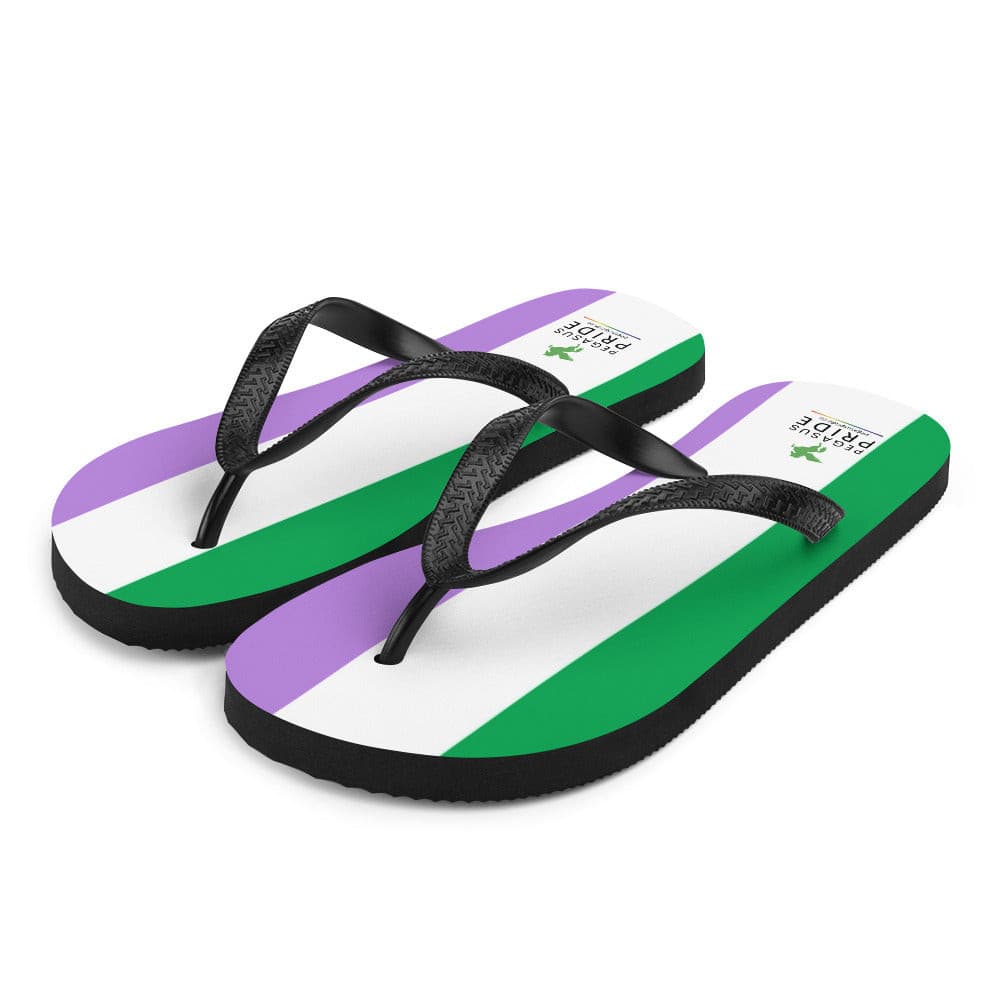 Genderqueer Pride Flag Flip-Flops Sandals sublimation-flip-flops-white-front-left-640941a00f007