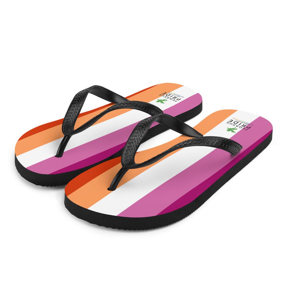 Lesbian Pride Flag Flip-Flops Sandals sublimation-flip-flops-white-front-left-64094227ac834