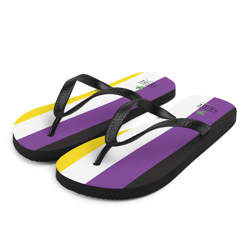 Nonbinary Enby Pride Flag Flip-Flops Sandals sublimation-flip-flops-white-front-left-640942858ae29