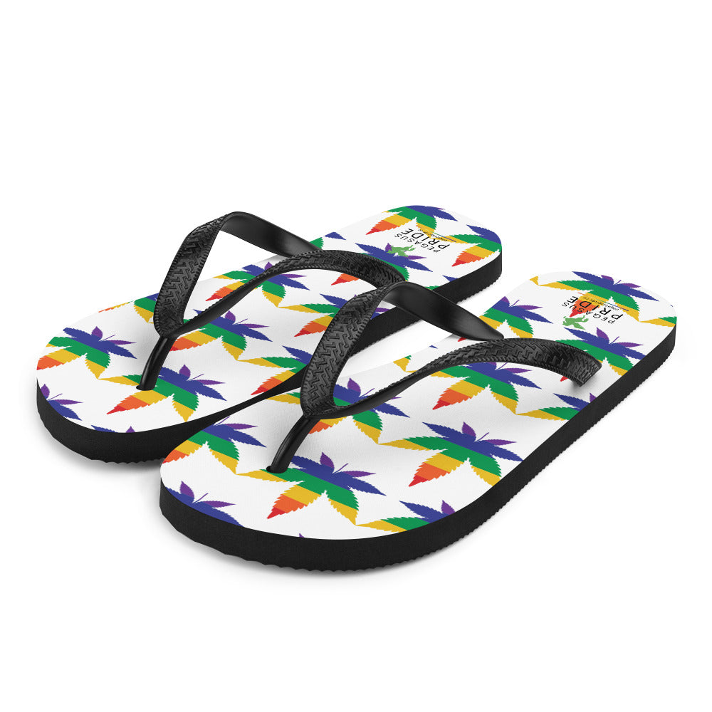 LGBTQ Pride Flip-Flops Sandals - Weed sublimation-flip-flops-white-front-left-6409443336b4c