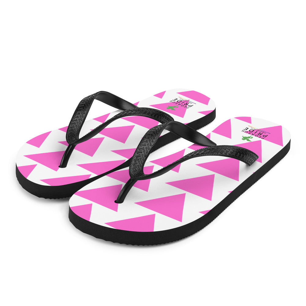 LGBTQ Pride Flip-Flops Sandals - Pink Triangle sublimation-flip-flops-white-front-left-6409448b4208c