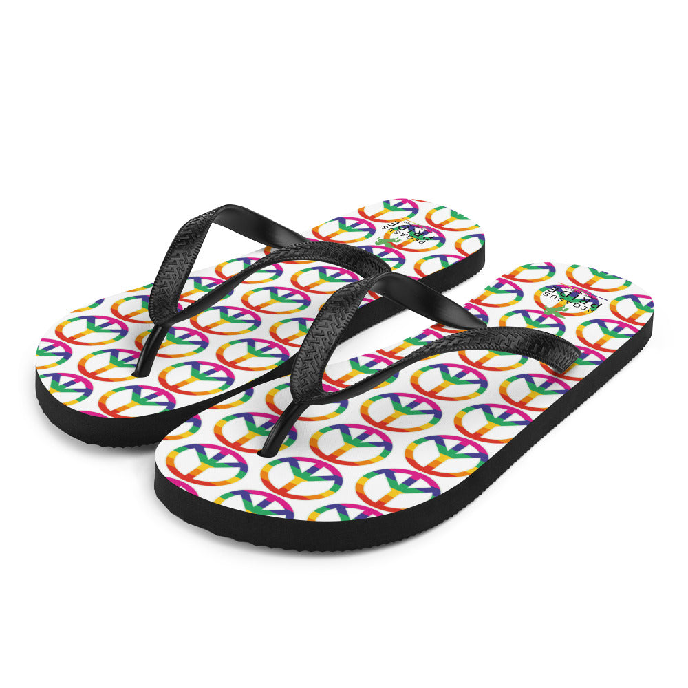 LGBTQ Pride Flip-Flops Sandals - Peace Sign Symbol sublimation-flip-flops-white-front-left-640944ed24bb2