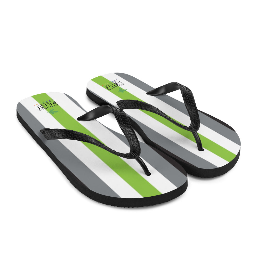 Agender Pride Flag Flip-Flop Sandals sublimation-flip-flops-white-front-right-6409400694ca2