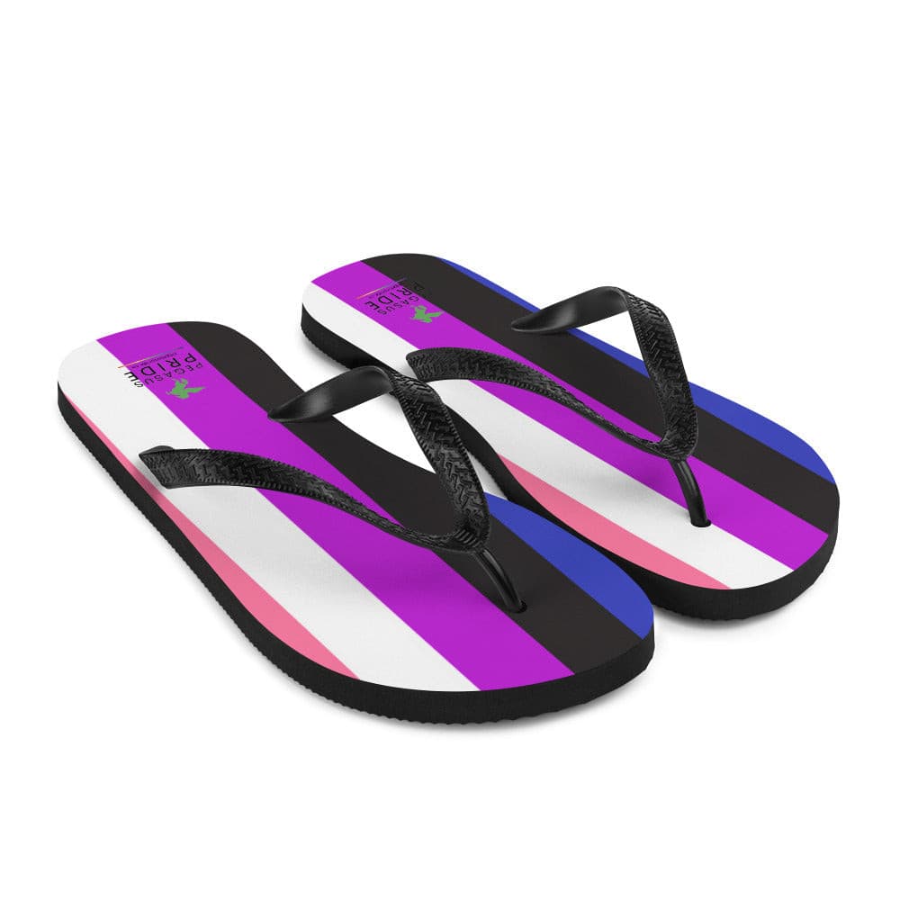 Genderfluid Pride Flag Flip-Flop Sandals sublimation-flip-flops-white-front-right-64094160a00eb