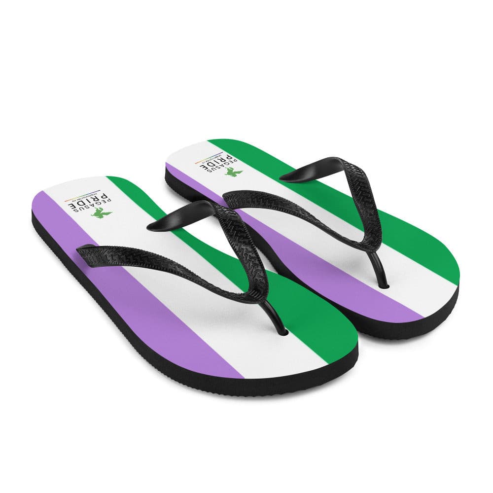 Genderqueer Pride Flag Flip-Flops Sandals sublimation-flip-flops-white-front-right-640941a00f310