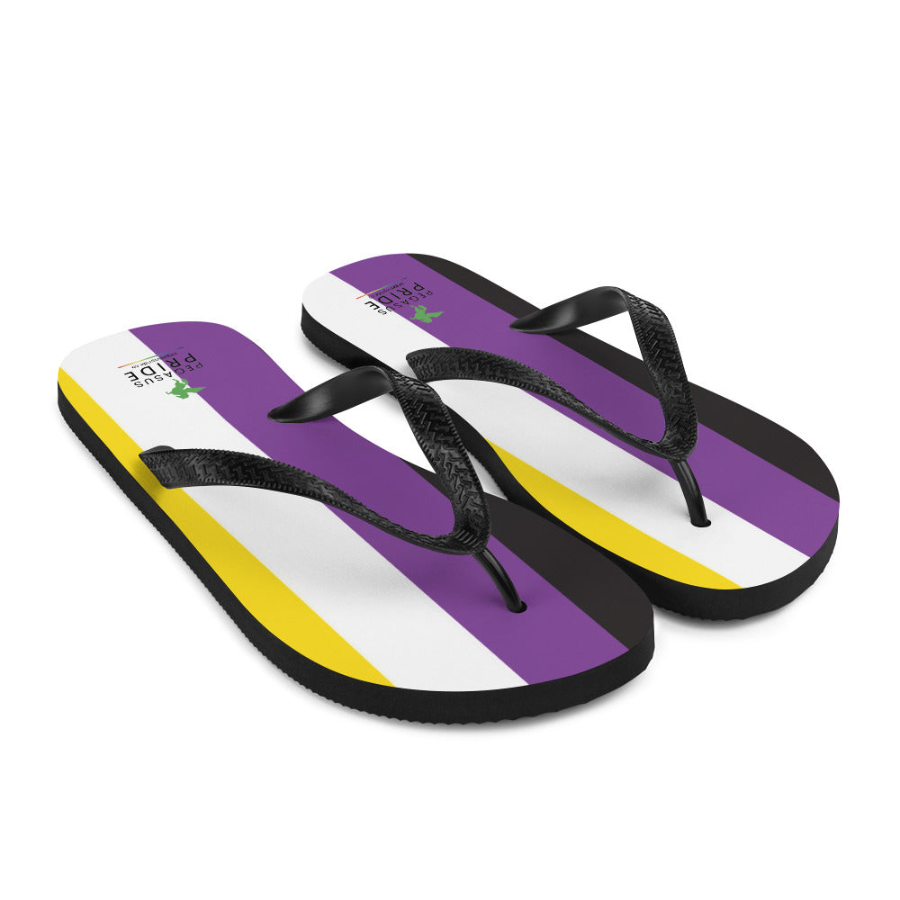 Nonbinary Enby Pride Flag Flip-Flops Sandals sublimation-flip-flops-white-front-right-640942858b006