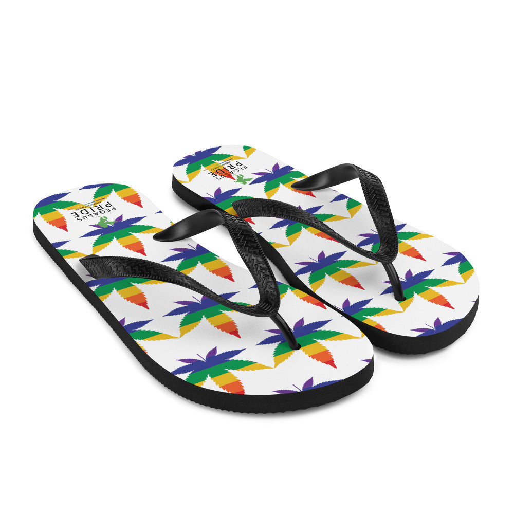 LGBTQ Pride Flip-Flops Sandals - Weed sublimation-flip-flops-white-front-right-6409443336d35